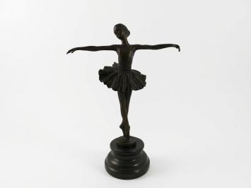 Bronzen Beeld Balletdanseres op Marmeren Sokkel - 30 cm - Woondecoratie