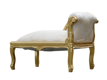 Chaise longue vintage – style baroque – bois doré – beige