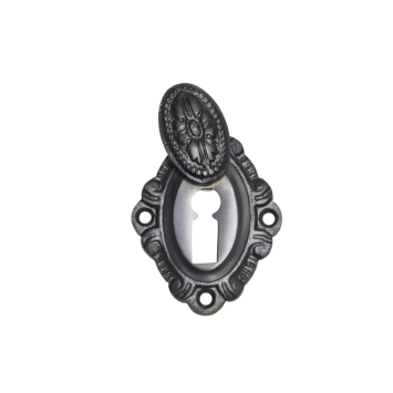 Sleutelrozet BB met Schuifje - Donker Gepatineerd Messing - Art-Nouveaustijl