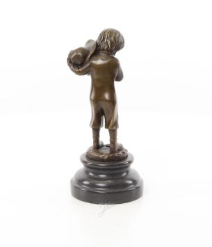 Klassiek bronzen beeld, jongen met sigarret, authentiek