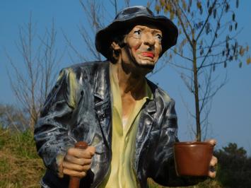 Statue de mendiant – 92 cm – décor en polystone noir