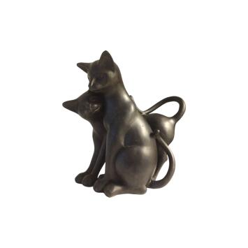 Twee spelende katten – 26 cm – antraciet – polystone