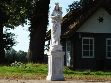 Statue de la Vierge à l’Enfant sur socle – pierre – 130 cm