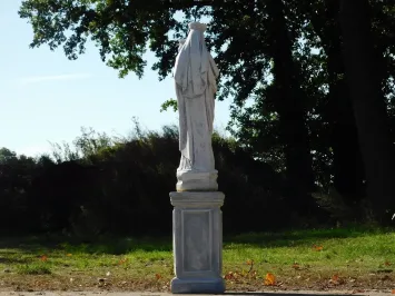 Statue de la Vierge à l’Enfant sur socle – pierre – 130 cm