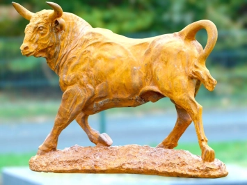 Taureau - statue en fonte - 31 cm - rustique - en détail
