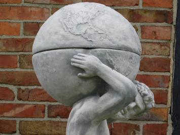 Atlas avec globe et pot de fleurs - pierre - 105 cm - classique