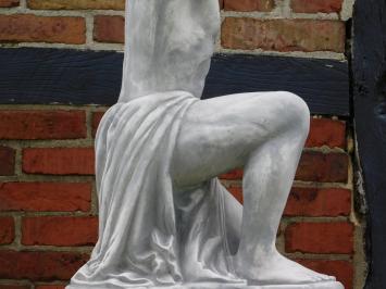 Atlas avec globe et pot de fleurs - pierre - 105 cm - classique