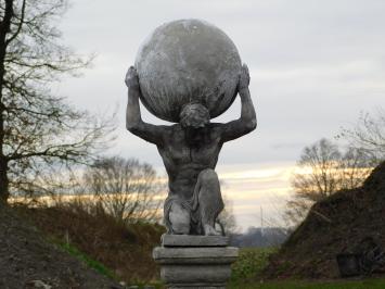 Statue Atlas auf Sockel - 135 cm - Stein - Gartenstatue