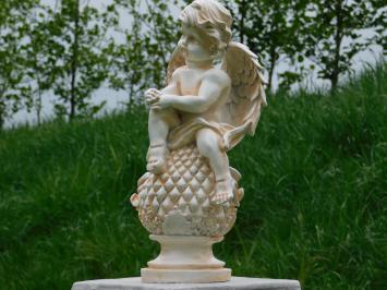 Ange sur boule - statue en polystone - 38 cm - finition rustique