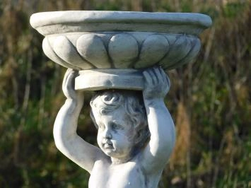 Engel - met schaal - stenen beeld - 80 cm - bloempot