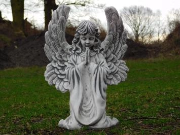 Engel - biddend - stenen beeld - 55 cm - grote vleugels