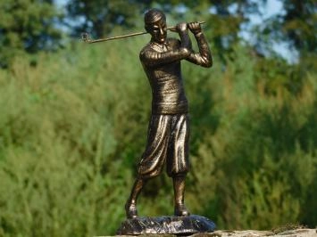 Golfeur - statue en fonte - 30 cm - doré avec noir