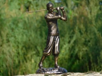 Golfeur - statue en fonte - 30 cm - doré avec noir