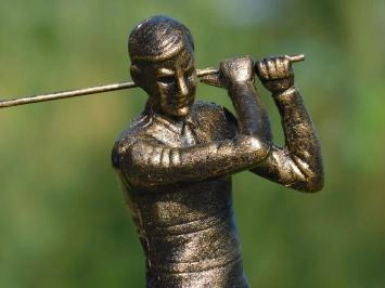 Golfeur - statue en fonte - 30 cm - doré avec noir