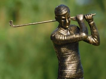 Golfeur - statue en fonte - 30 cm - doré avec noir