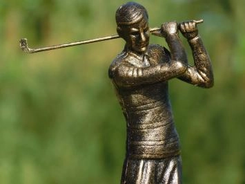 Golfeur - statue en fonte - 30 cm - doré avec noir