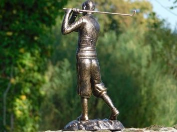 Golfeur - statue en fonte - 30 cm - doré avec noir