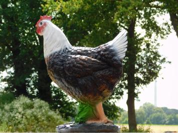 Coq en polystone brun foncé et blanc – style rustique