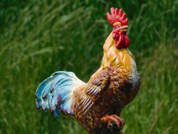  Statue de jardin coq - colorée - fonte - statue d'animal d'extérieur