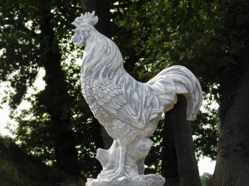 Tuinbeeld Haan XL op Sokkel - 112 cm - Stenen Dierenbeeld met Zuil