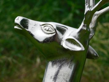 Hirschstatue – Aluminium – silberfarben – 70 cm hoch