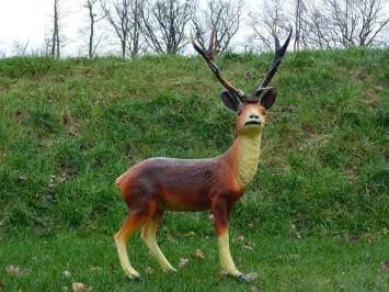 Hirsch mit Geweih - Polystone Statue - 108 cm - in Farbe