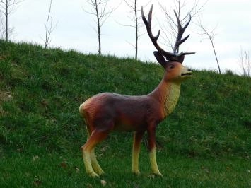 Hert met gewei - polystone beeld - 108 cm - in kleur