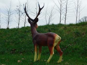 Hirsch mit Geweih - Polystone Statue - 108 cm - in Farbe