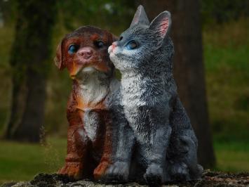 Beeldje Hond en Kat - Polystone - in Kleur