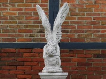 Kniender Engel - Steinstatue - 110 cm - klassisch weiß