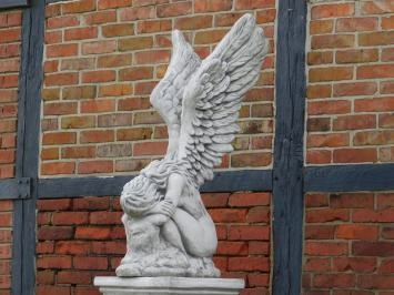 Kniender Engel - Steinstatue - 110 cm - klassisch weiß
