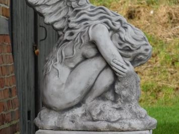Kniender Engel - Steinstatue - 110 cm - klassisch weiß