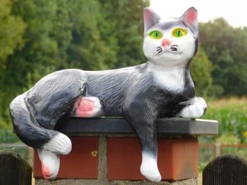 Beeld Liggende Poes - 33 cm - Polystone