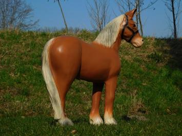 Beeld paard - 75 cm - bruin - polystone tuinfiguur
