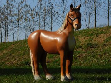 Statue cheval - 75 cm - marron - statue de jardin en polystone