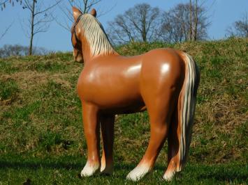 Statue cheval - 75 cm - marron - statue de jardin en polystone
