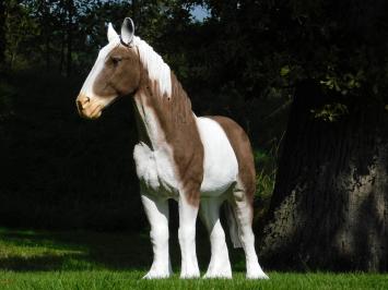 Beeld Paard Bruin met Wit - 105 cm - Polystone