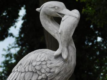 Statue de jardin héron avec poisson - 90 cm - pierre