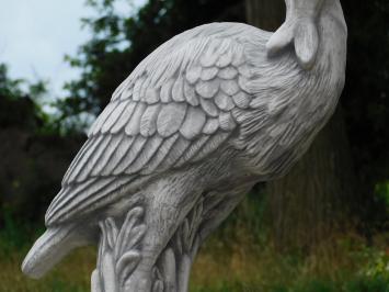 Statue de jardin héron avec poisson - 90 cm - pierre