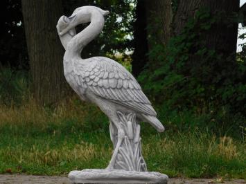Gartenstatue Reiher mit Fisch – 90 cm – Stein – Teichfigur
