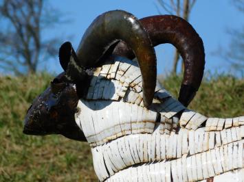 Statue de jardin mouton - 90 x 95 cm - fabriquée à la main en métal