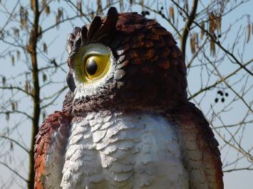 Braune Eule XL- Statue – 70 x 40 cm – Kunststoff Tierskulptur