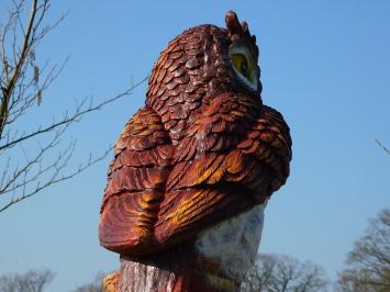Statue de chouette brune XL - 70 x 40 cm - statue d'animal en plastique