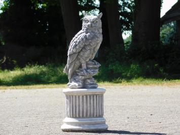 Statue de hibou sur socle - pierre - 60 cm de haut - statue de jardin
