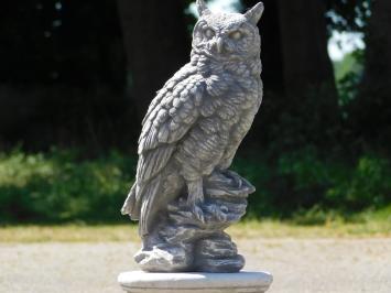 Statue Eule auf Sockel – Stein – 60 cm hoch – Gartenfigur