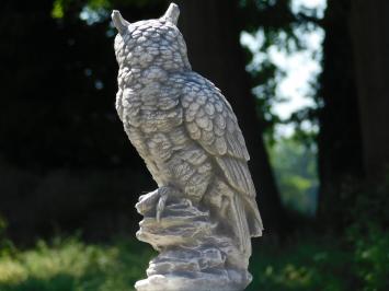 Statue Eule auf Sockel – Stein – 60 cm hoch – Gartenfigur