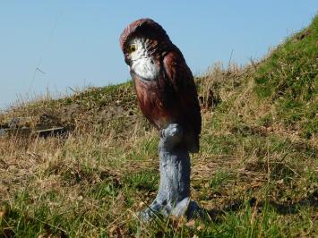 Beeld uil van kunststof - dierenfiguur op stronk - 68 cm