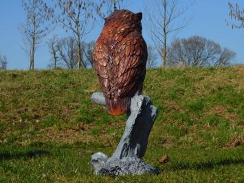 Statue de hibou en plastique - figurine animale sur souche - 68 cm