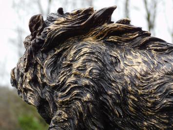 Skulptur Wildschwein – 45 cm – Schwarz mit Gold – Polystone