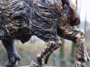 Statue de sanglier - 45 cm - noir et or - polystone